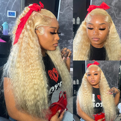 613 Honey Blonde Deep Wave HD Lace Front Wig – 100% brazylijskich włosów ludzkich