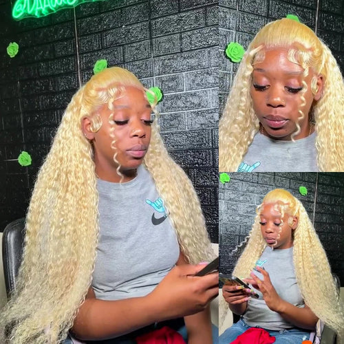 613 Honey Blonde Deep Wave HD Lace Front Wig – 100% brazylijskich włosów ludzkich