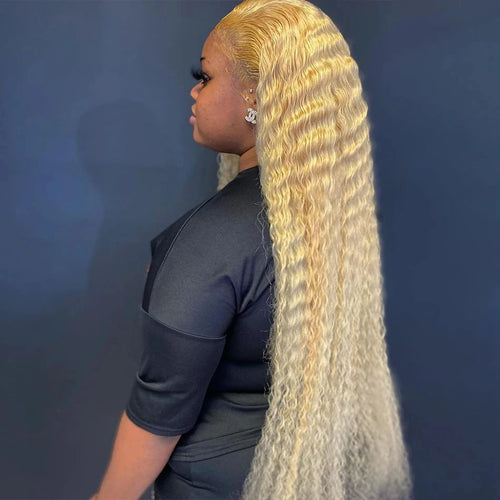 613 Honey Blonde Deep Wave HD Lace Front Wig – 100% brazylijskich włosów ludzkich
